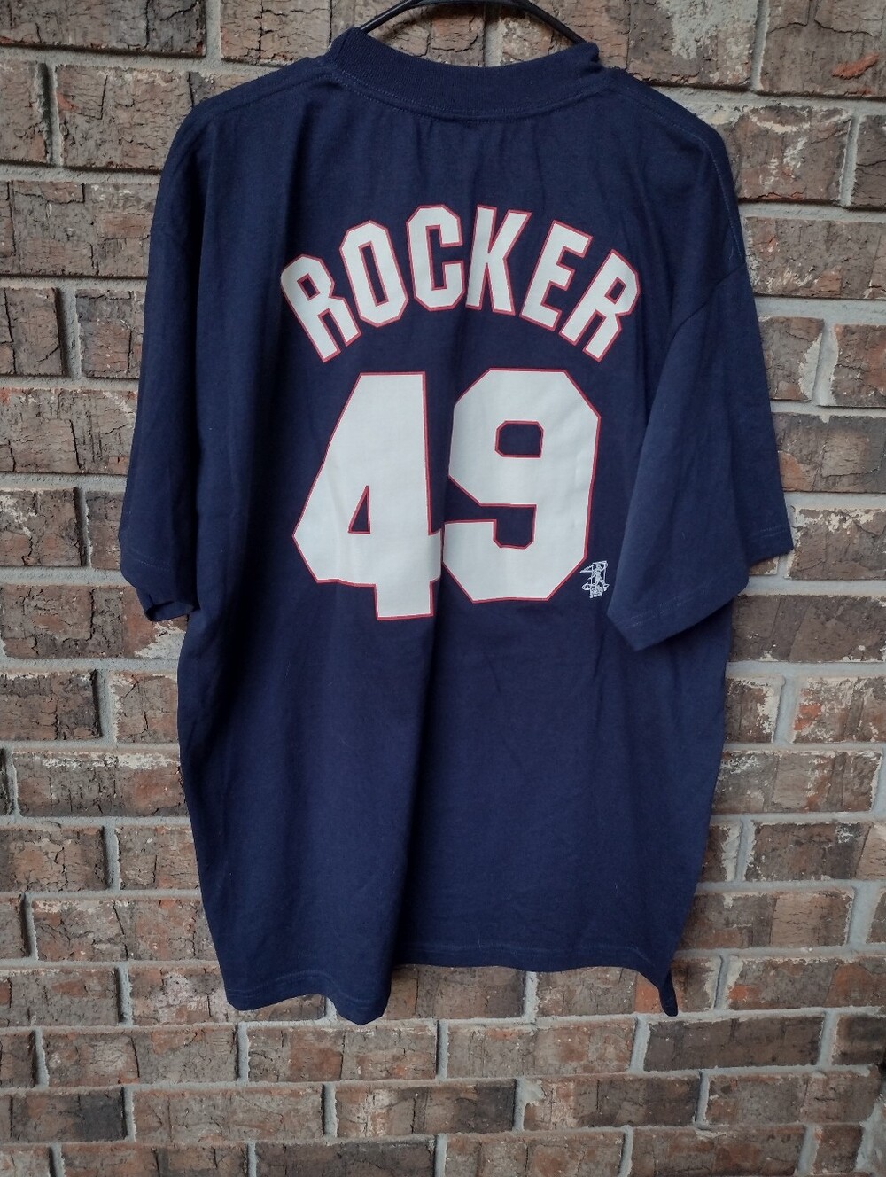 Majestic Atlanta Braves John Rocker #49 Navy Blue Jersey Shirt Size Large MLBPA